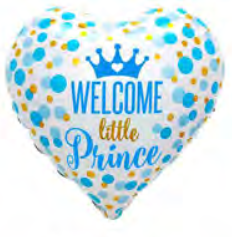 KВ165 18" серце з малюнком Welcome Little Prince блакитний Китай