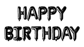 FSH010 Напис фольгований Happy Birthday (друковані літери) чорний 