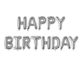 FSH002 Напис фольгований Happy Birthday (друковані літери) срібло 