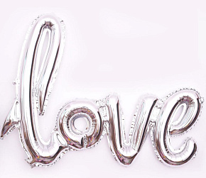 Напис фольгований LOVE срібло 108*65.5см