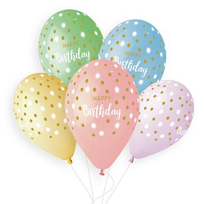13 пастель ас. з мал.GS 120/13" "HAPPY BIRTHDAY" Золоті точки (Італія) (50шт/уп) #1041 940657