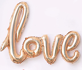 Напис фольгований LOVE рожеве-золото 108*65.5см