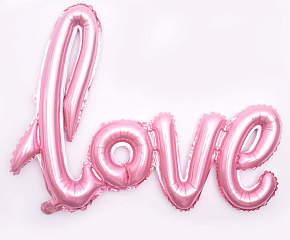 Напис фольгований LOVE рожеве 108*65.5см