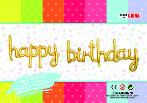 Напис фольгований Happy Birthday золото 