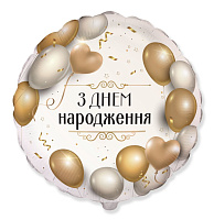 411597 круг 18* з малюнком "З Днем народження" Кульки
