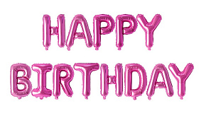 FSH005 Напис фольгований Happy Birthday (друковані літери) рожева 
