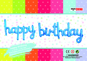 Напис фольгований Happy Birthday синій 
