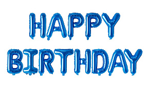 FSH004 Напис фольгований Happy Birthday (друковані літери) синя 