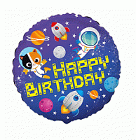 401624 круг 18* з малюнком Happy birthday Космос